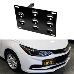 16-18 Chevrolet Cruze iJDMToy No Drill Front Bumper Tow Hook License Plate Mounting Bracket Adapter Kit