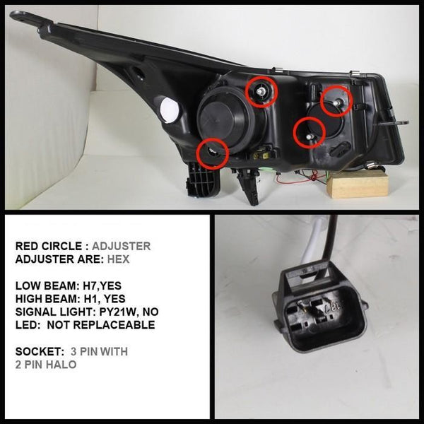 11-16 Chevrolet Cruze Spyder Projector Headlights - LED Halo - Black